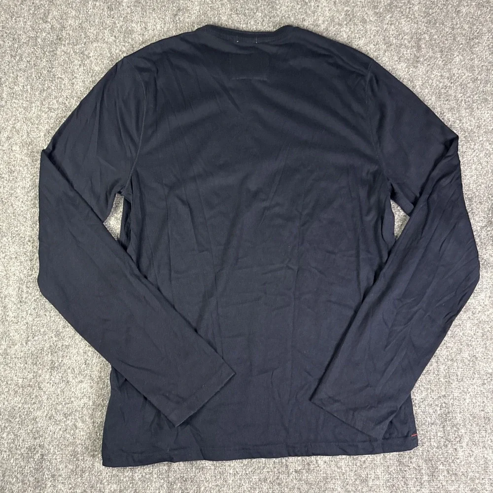 Abercrombie‎ & Fitch Henley Shirt M Navy Long Sleeve Muscle Fit Moose Logo